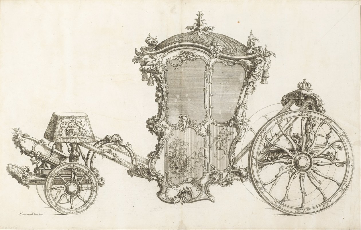 Design för en vagn av Johann Michael Hoppenhaupt