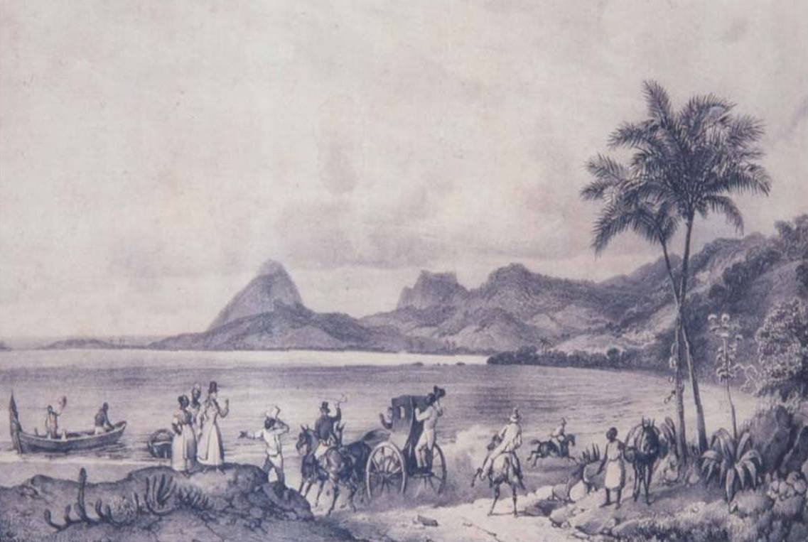 Bullshit Lagoon nu Rodrigo de Freitas Lagoon av Johann Moritz Rugendas