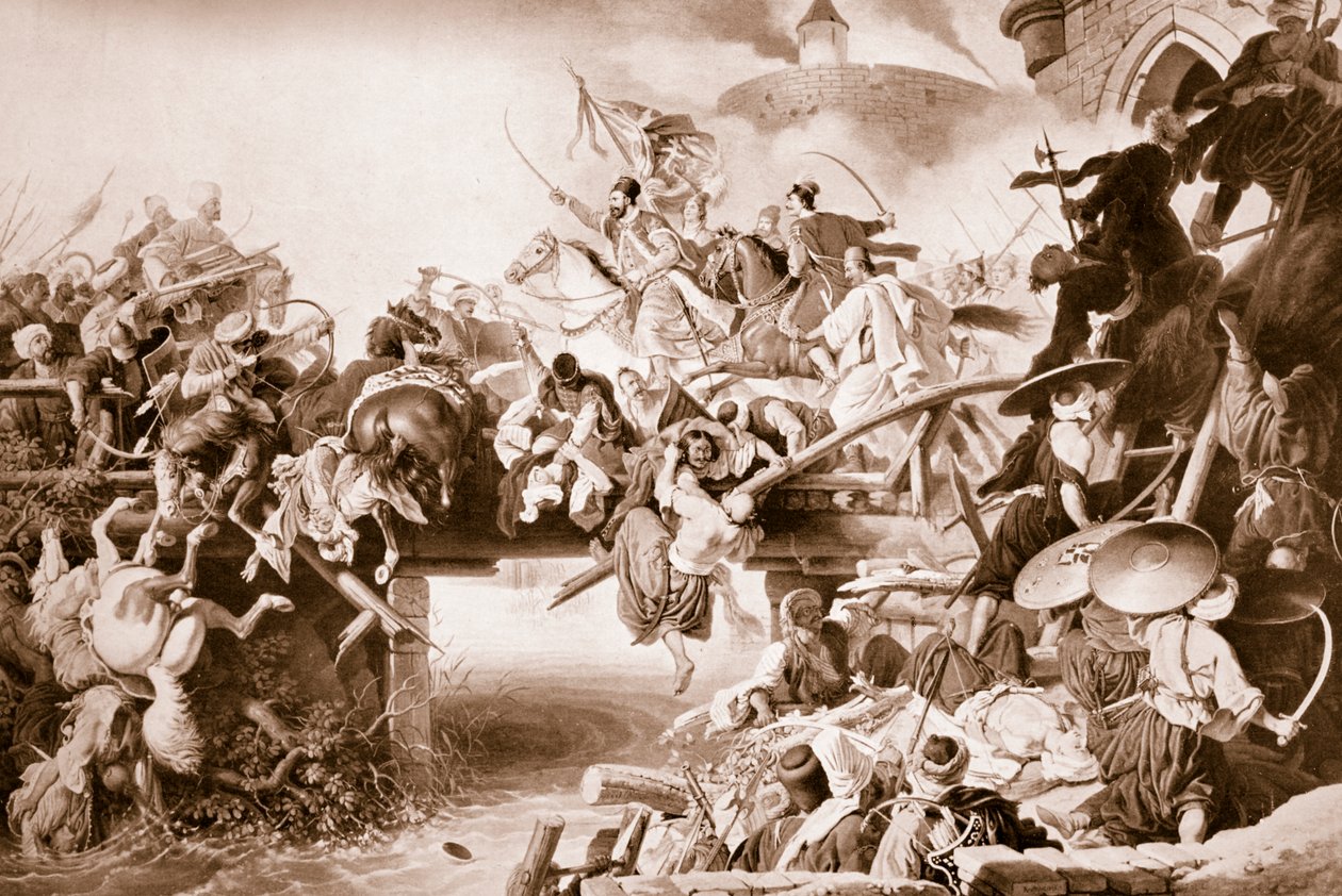 Sortie av Zrinyi under försvaret av Szigetvar mot turkarna, 1566, 1825 av Johann Peter Krafft