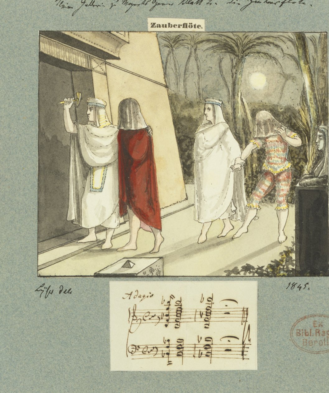 Illustration till Mozarts "Trollflöjten", 1845 av Johann Peter Lyser