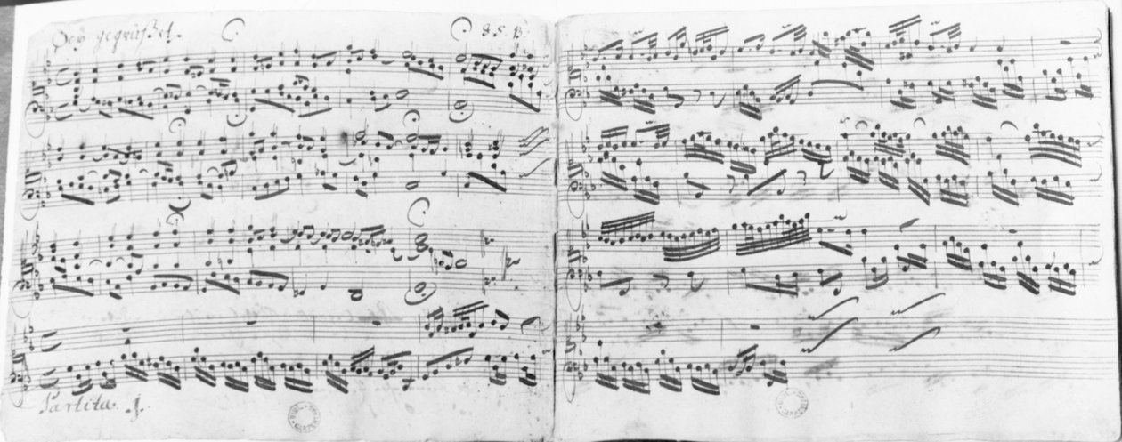 Autograf av partitan "Sei gegruesset, Jesu guetig" av Johann Sebastian Bach