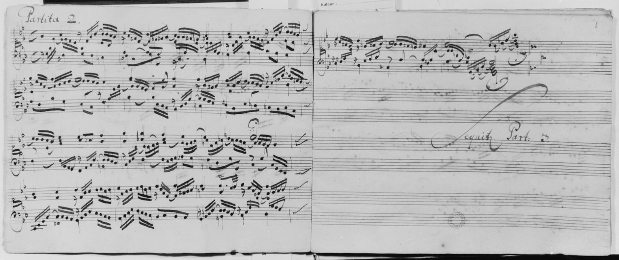 Koralvariationer för orgel av Johann Sebastian Bach: "Sei gegrusset, Jesu gutig", (ms. 1086 fol. 3 vÇ÷ och 4 rÇ÷) av Johann Sebastian Bach