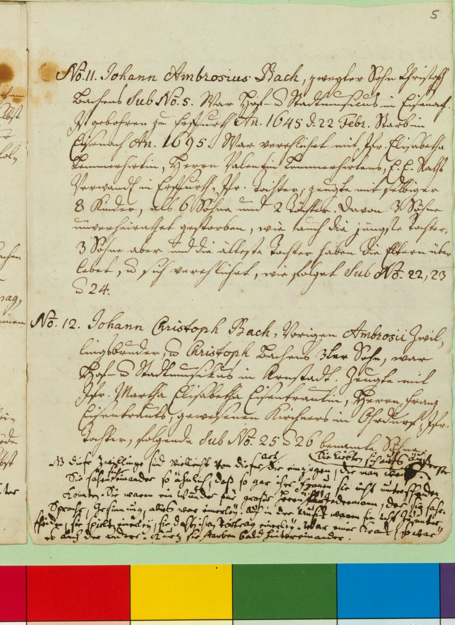 The Origin of the Musical Bach Family, (penna och bläck på papper) av Johann Sebastian Bach