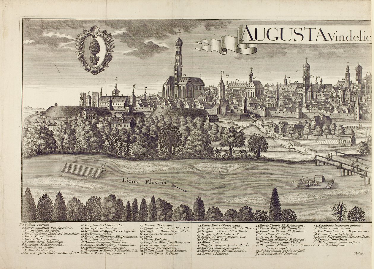 Panoramautsikt över Augsburg (se även 273945) av Johann Thomas Kraus