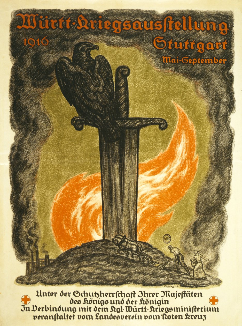 Württ, krigsutställning, 1916 Stuttgart maj-september, pub. i Stuttgart, 1916 av Johann Vincenz Cissarz