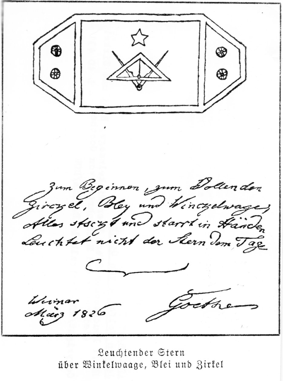 Lysande stjärna över fyrkant och kompass och bly, 1826 av Johann Wolfgang von Goethe