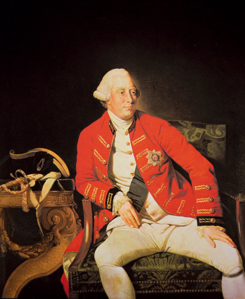 George III 1771 (färg litho) av Johann (after) Zoffany