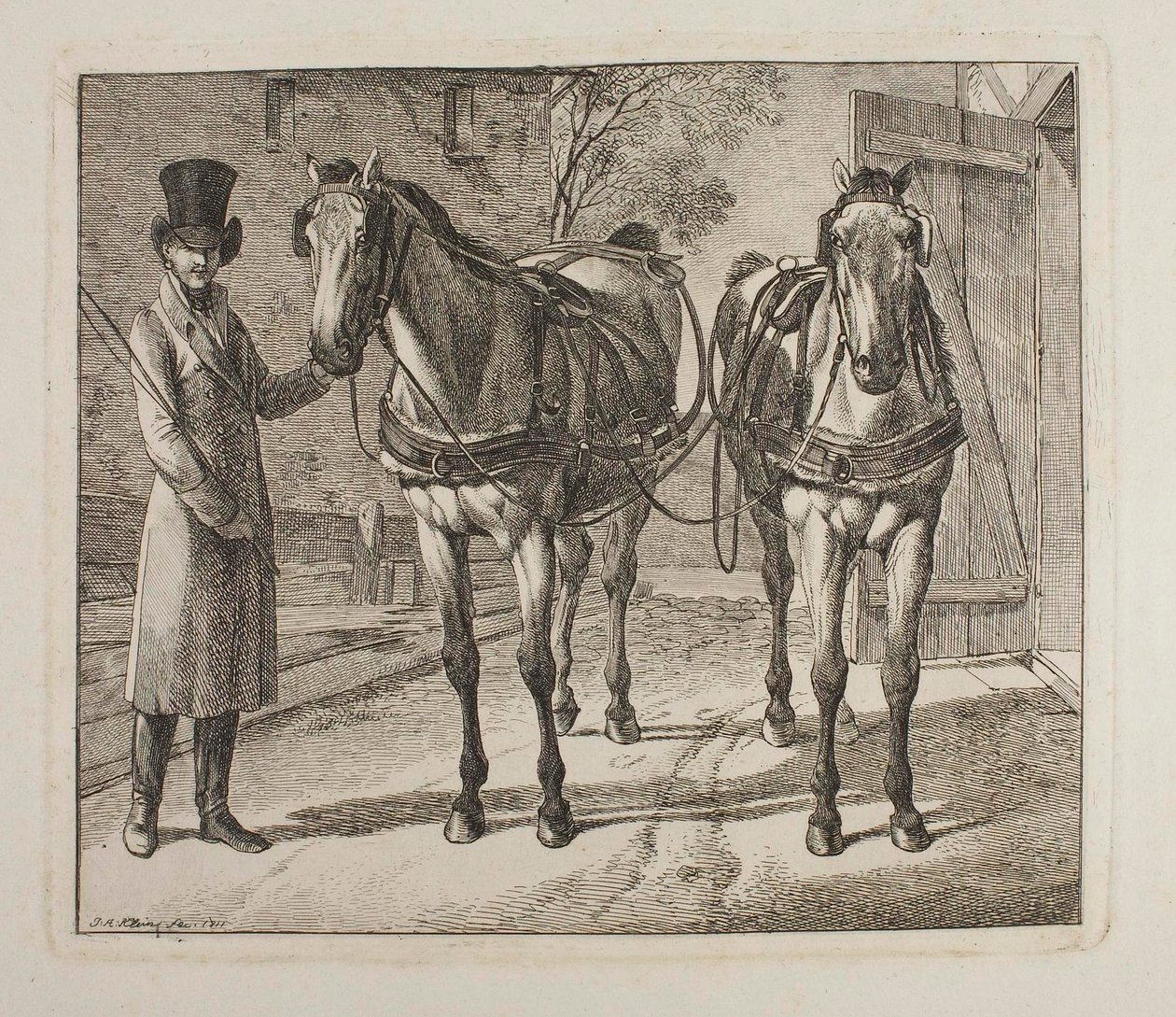 Vagnshästar med seldon av Johann Adam Klein