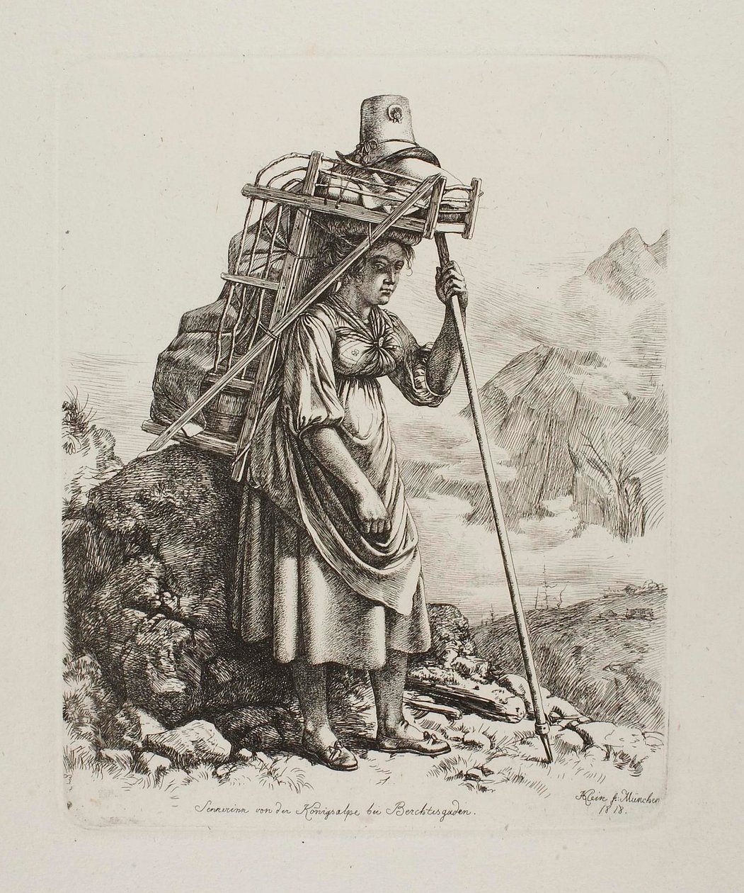 Mjölkerska på en ”Saeter” i Königsalpe av Johann Adam Klein