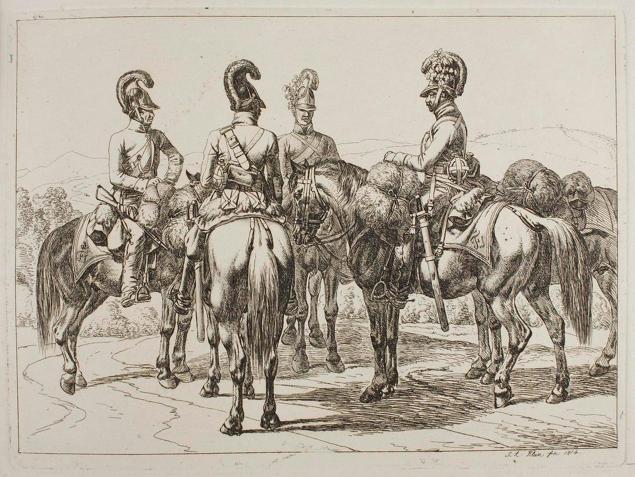 Dragoner till häst av Johann Adam Klein