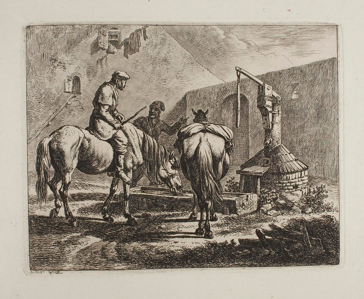 Hästar vid en brunn av Johann Adam Klein