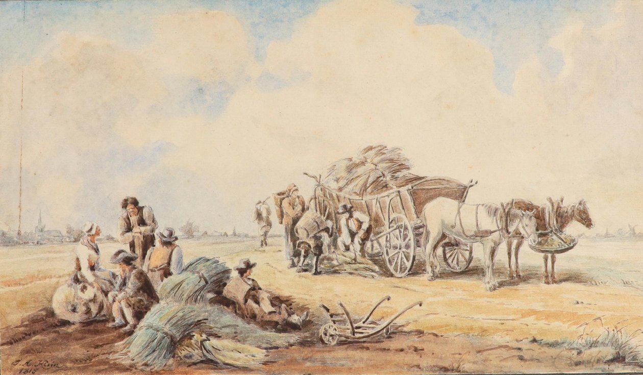 Johann Adam Klein Hästdragen vagn och vilande fältarbetare av Johann Adam Klein