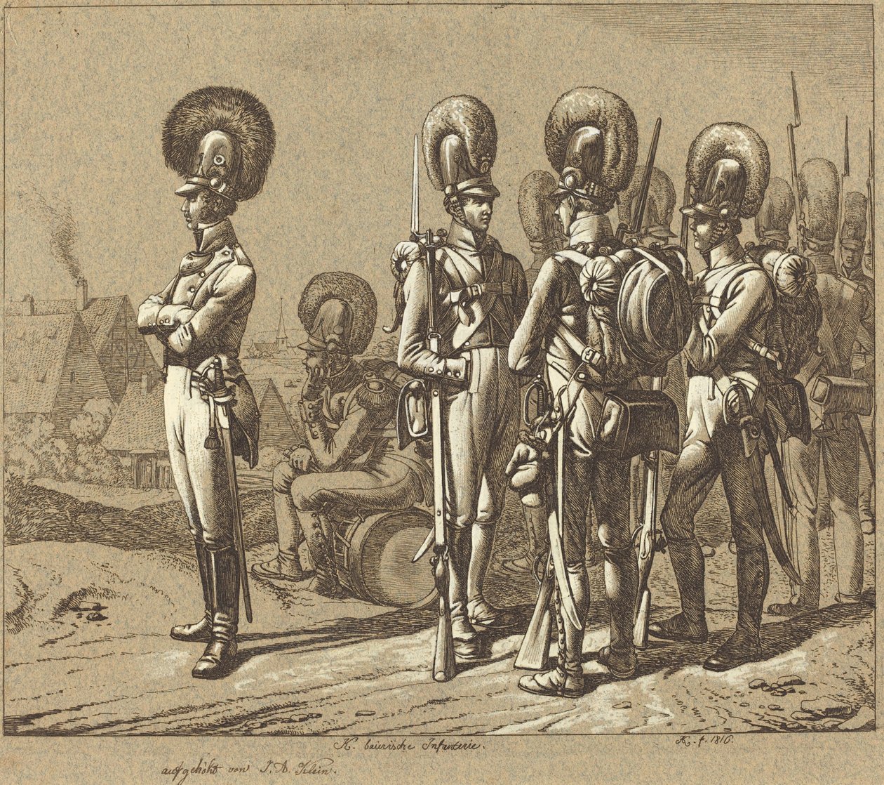 K. Bayeriskt infanteri (bayerska infanterister) av Johann Adam Klein