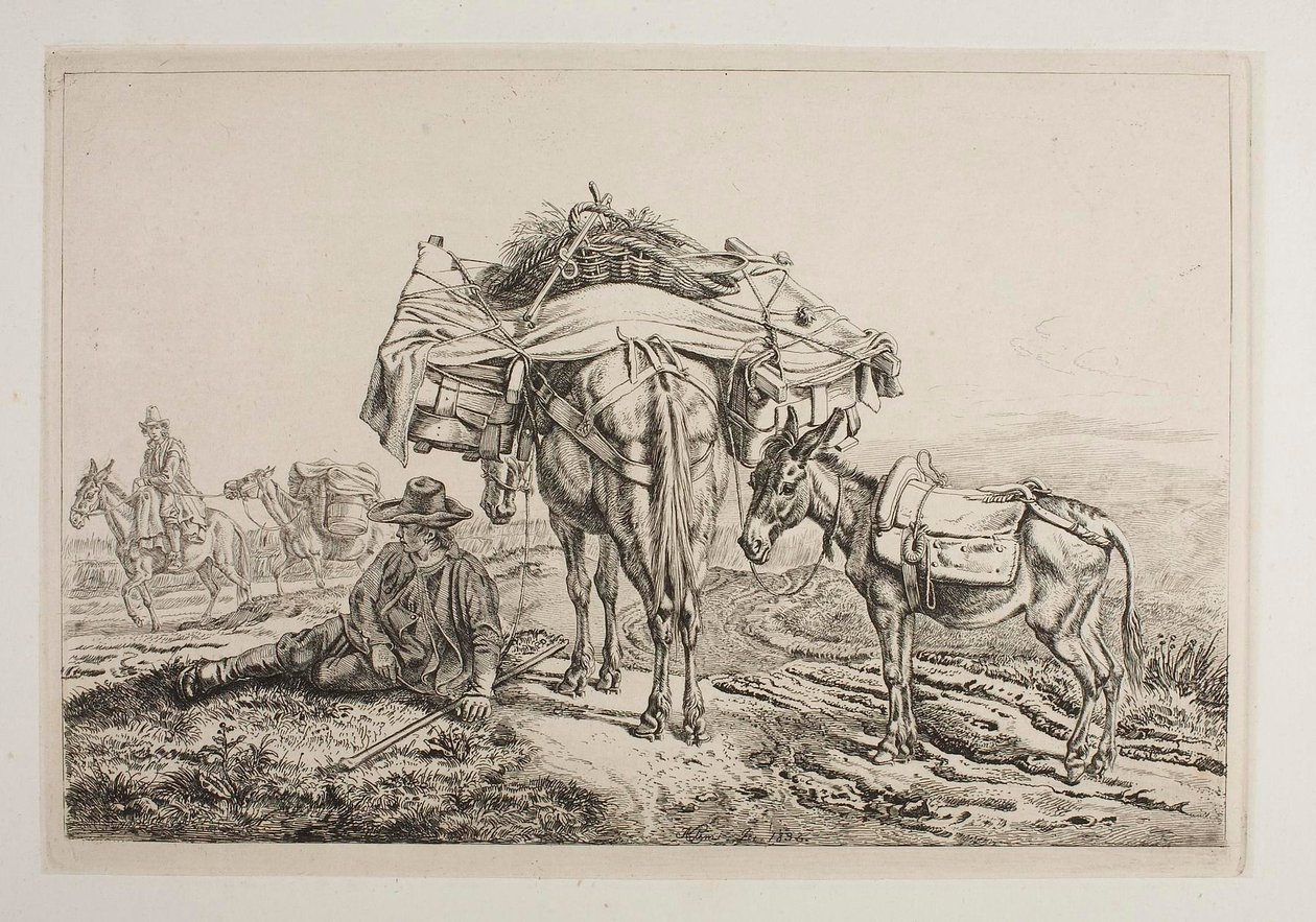 Lastad mula i Campagnan av Johann Adam Klein