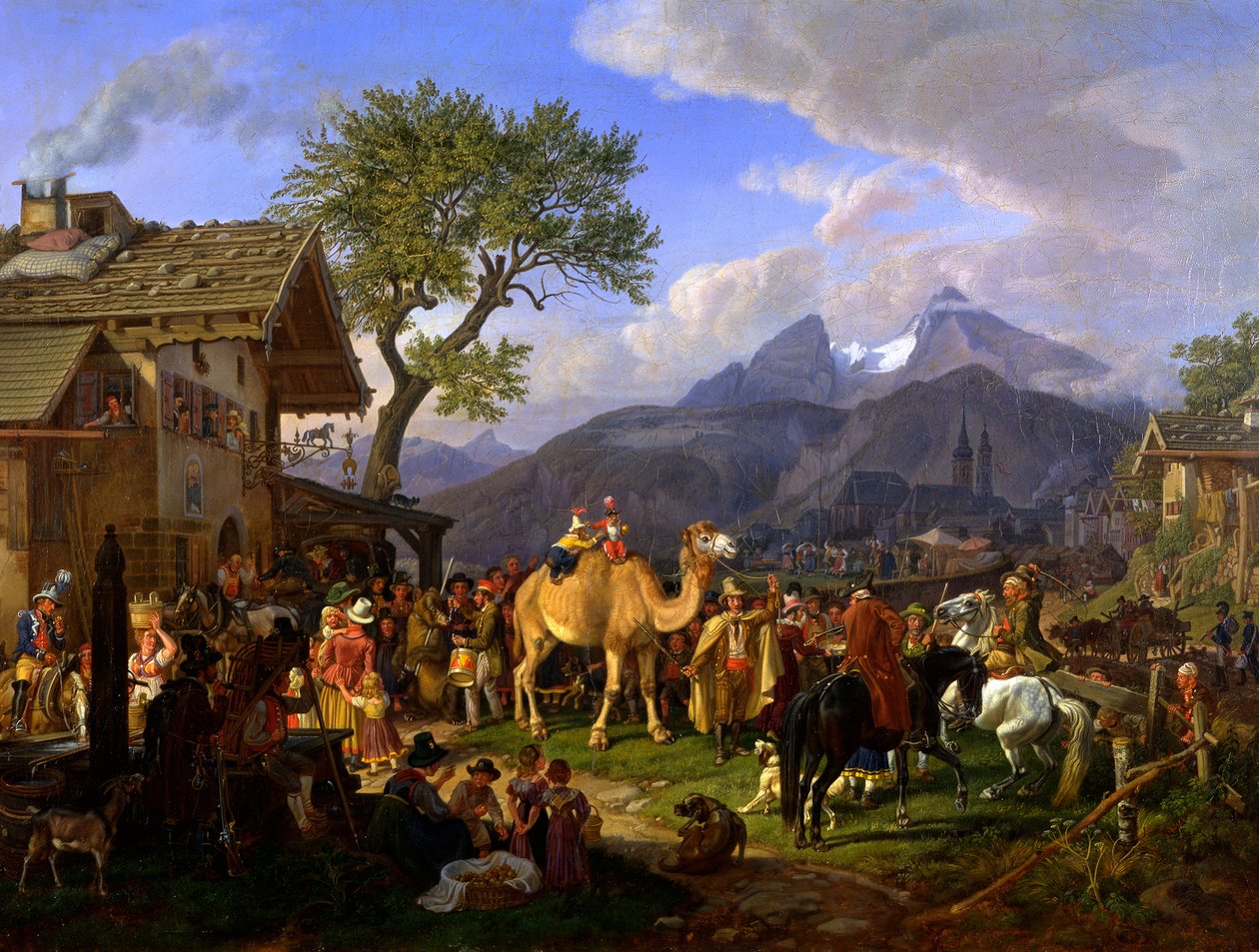 Djurdressör framför värdshuset av Johann Adam Klein