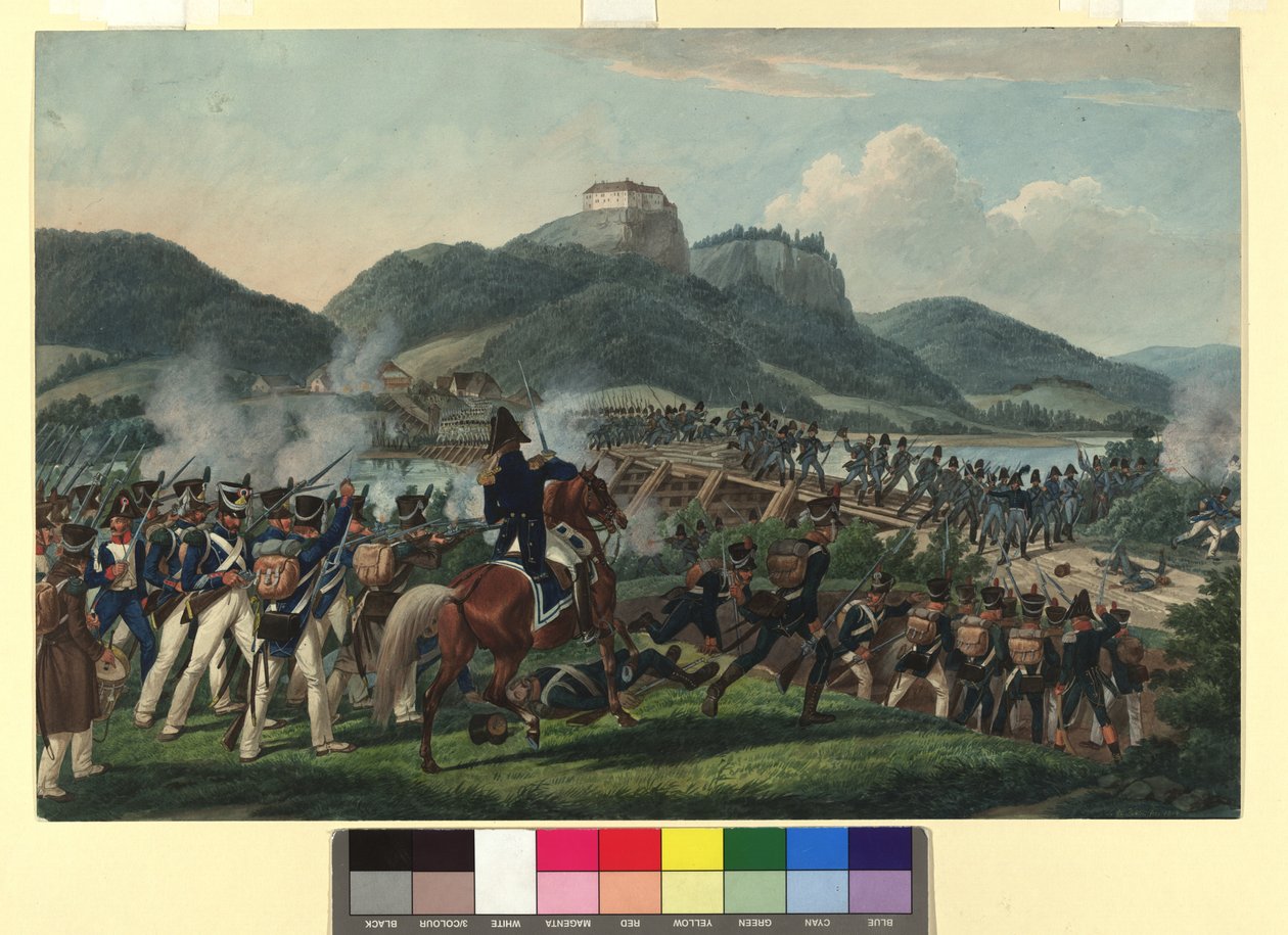 De österrikiska truppernas övergång under baron Hiller vid Hollenburg vid Drau den 19 september 1813 av Johann Adam Klein