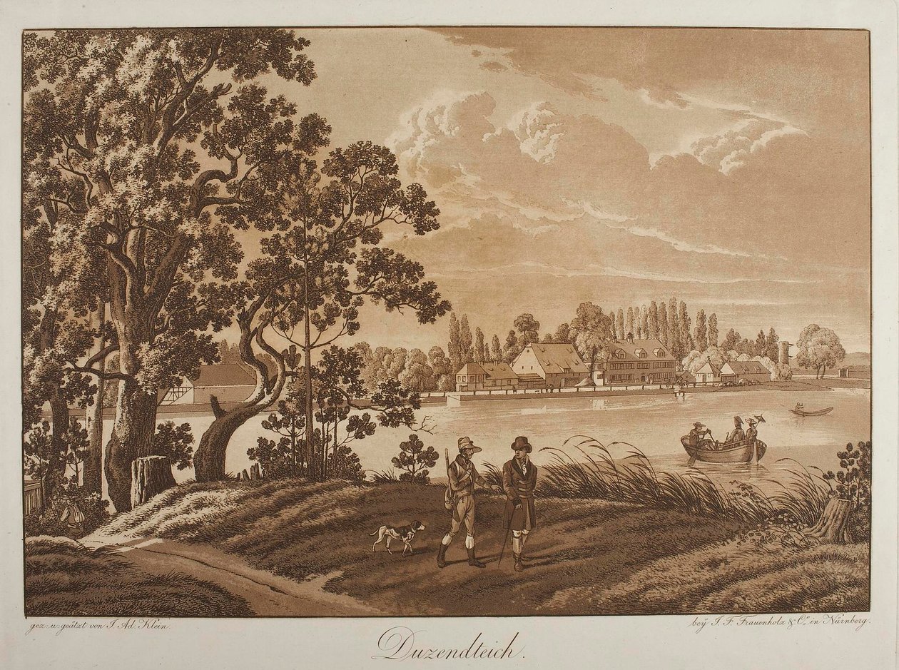 Utsikt över Duzendteich nära Nürnberg av Johann Adam Klein
