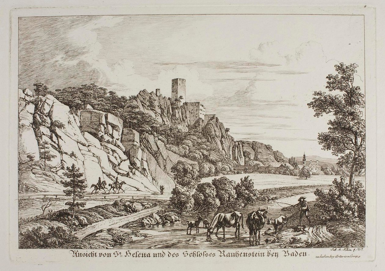 Utsikt över Sankt Helene och Rauhensteins slott nära Baden av Johann Adam Klein