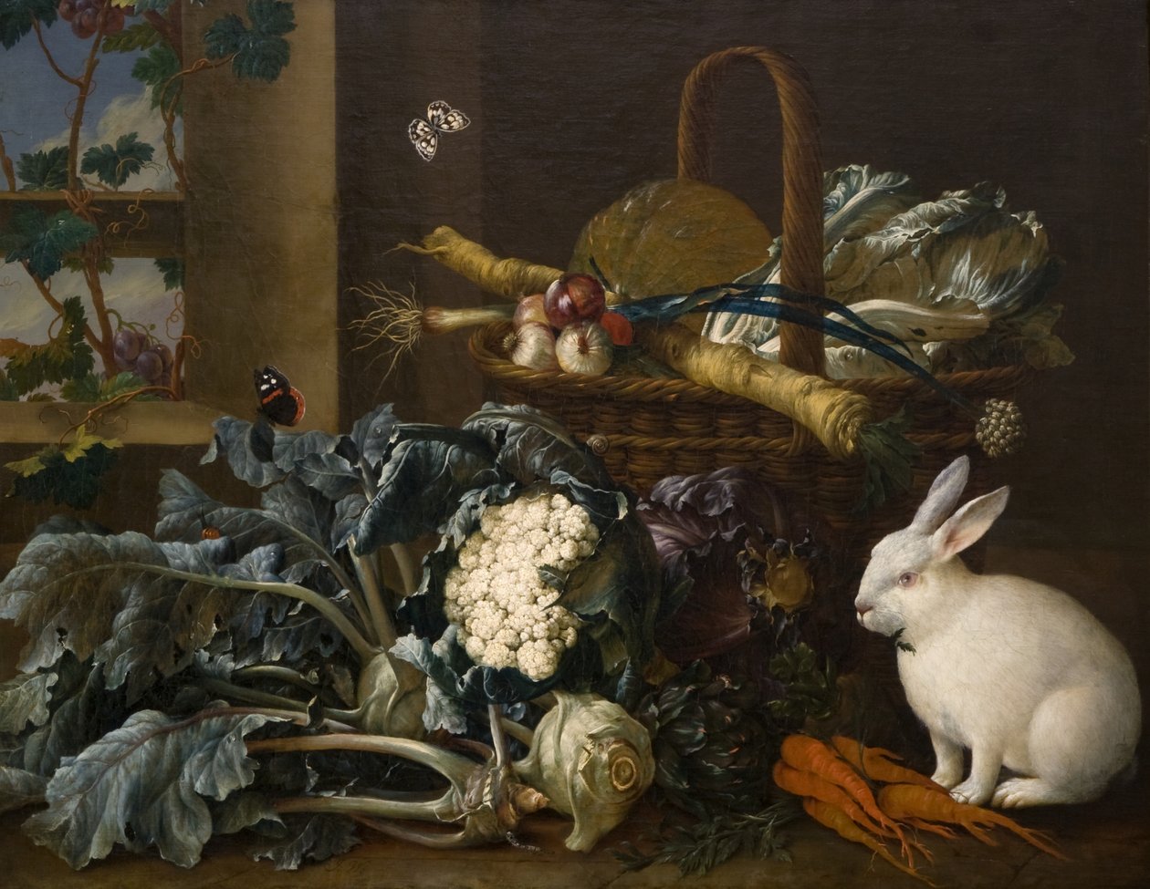 Stilleben med kanin (olja på duk) av Johann Amandus Wink