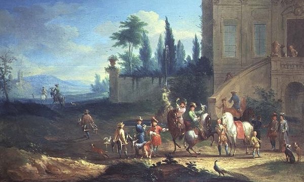 Hawking Party (ett av ett par) av Johann Andreas Graff