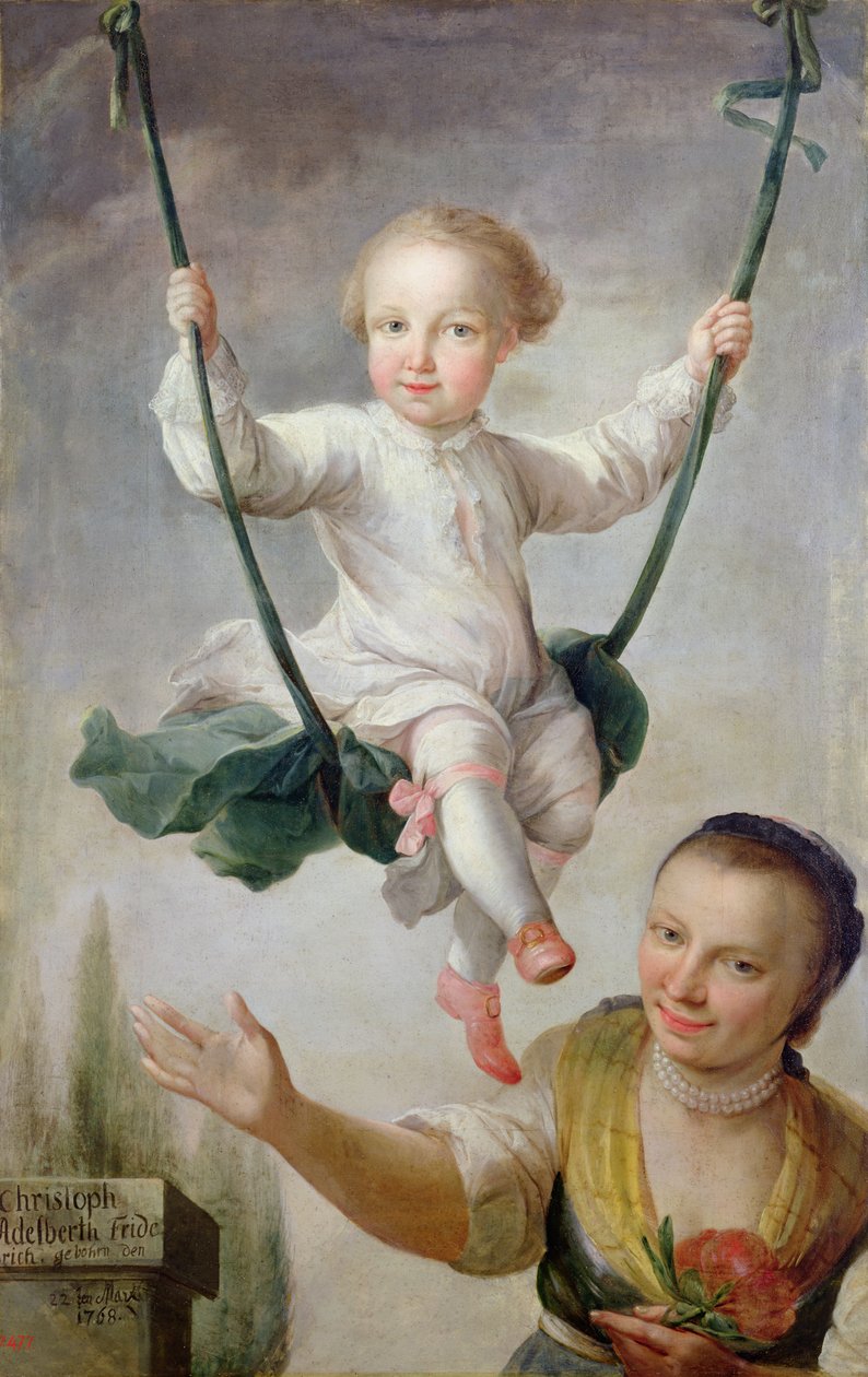 Christoph Adalbert Friedrich von Stein på en gunga, 1768 av Johann Andreas Herrlein