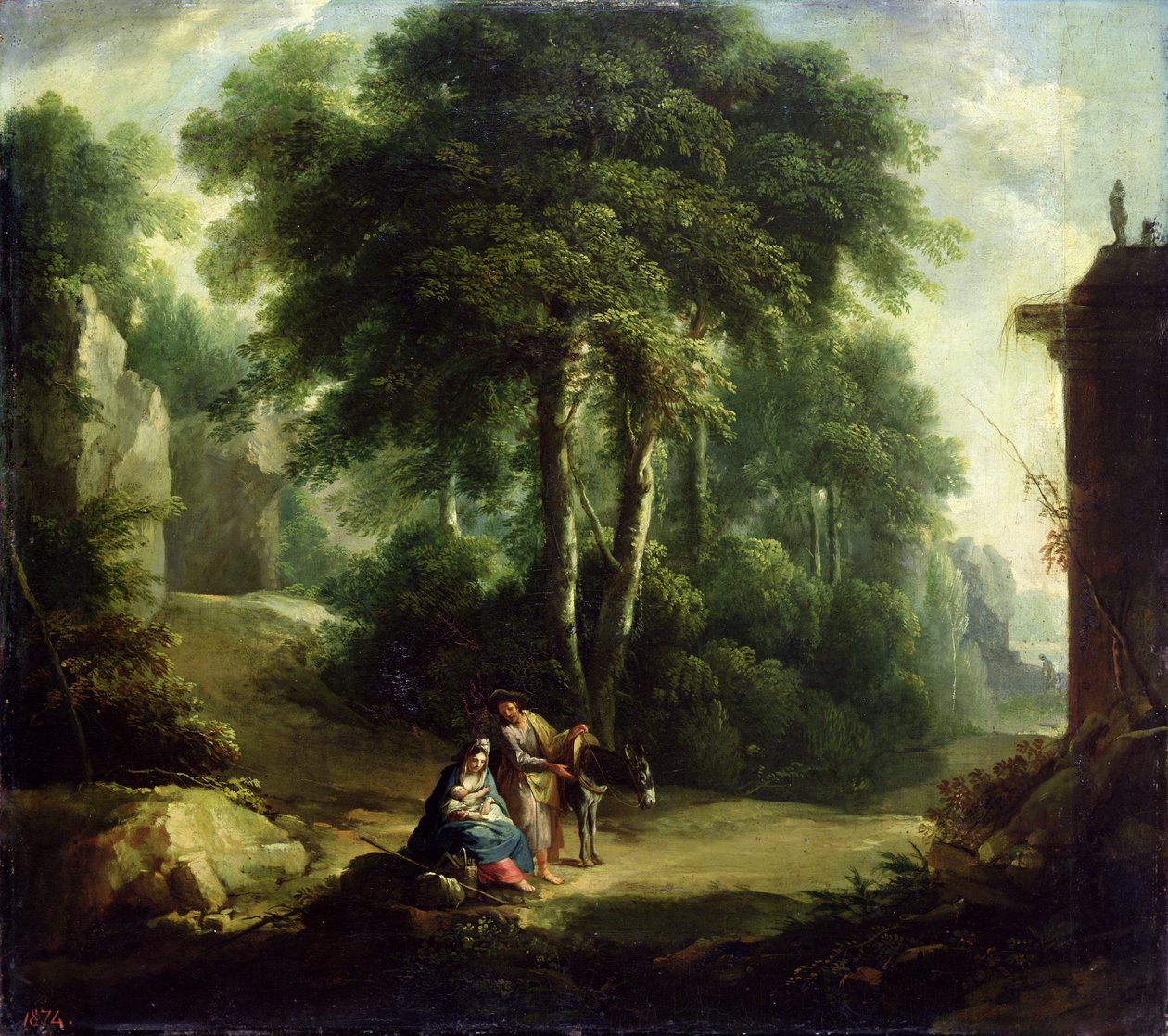 Vila på flykten till Egypten, 1874 av Johann Andreas Herrlein