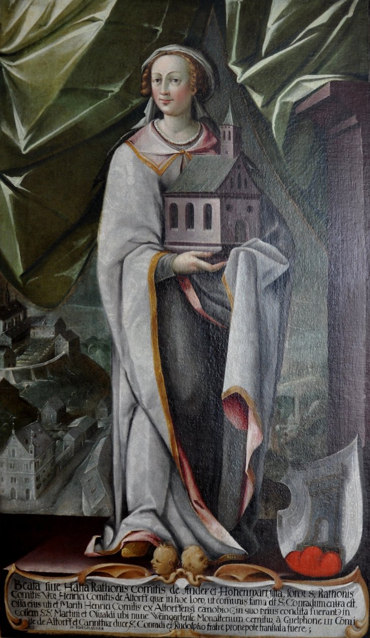 Tyska: Hatta von Hohenwart, hustru till Heinrich von Altdorf, grundare av klostret i Altdorf omkring 935 av Johann Andreas Rauch