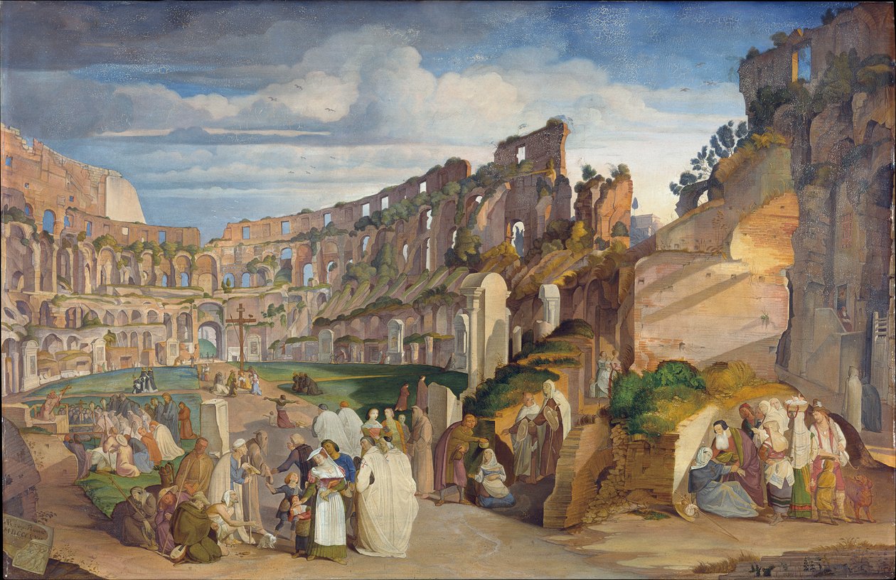 Kapucinpredikan vid Colosseum i Rom av Johann Anton Ramboux