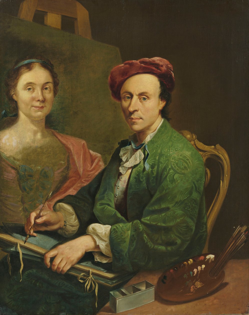 Självporträtt vid staffliet av Johann Anton Tischbein