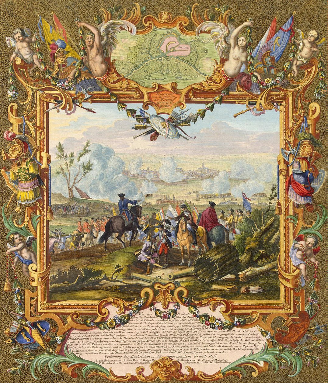 Erövring av fästningen Audenarde av de allierade trupperna 1708, tidigt 1700-tal. av Johann August Corvinus