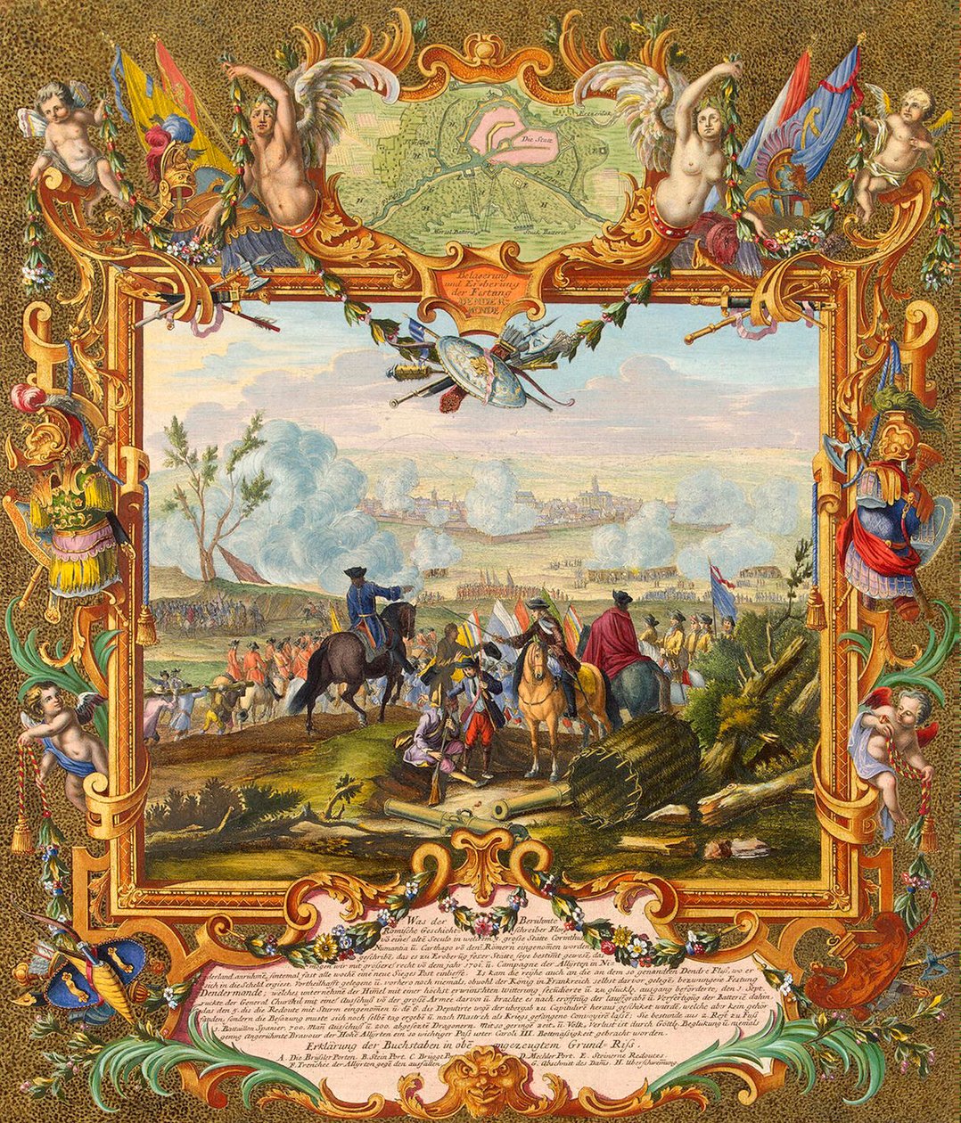 Erövring av fästningen Audenarde av de allierade trupperna 1708, tidigt 1700-tal. av Johann August Corvinus