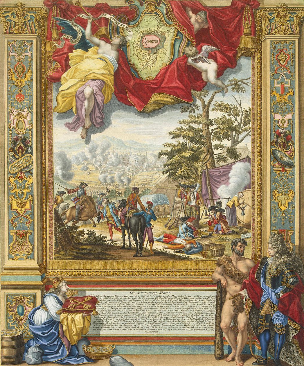 Belägring av Mons av de allierade trupperna 1709, tidigt 1700-tal. av Johann August Corvinus