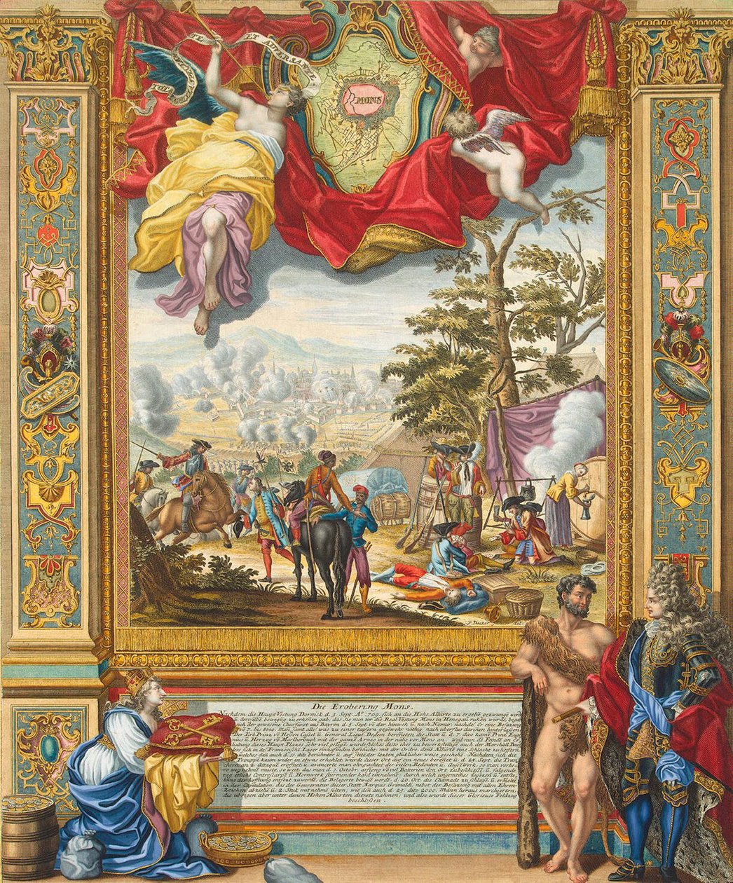Belägring av Mons av de allierade trupperna 1709, tidigt 1700-tal. av Johann August Corvinus