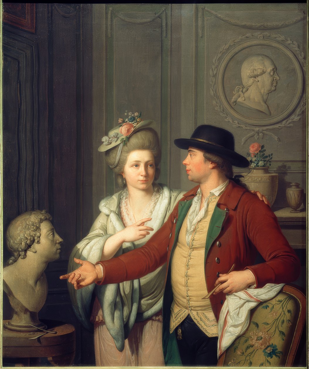Samuel Nahl visar sin brud sin brors byst av Johann August Nahl der Jüngere
