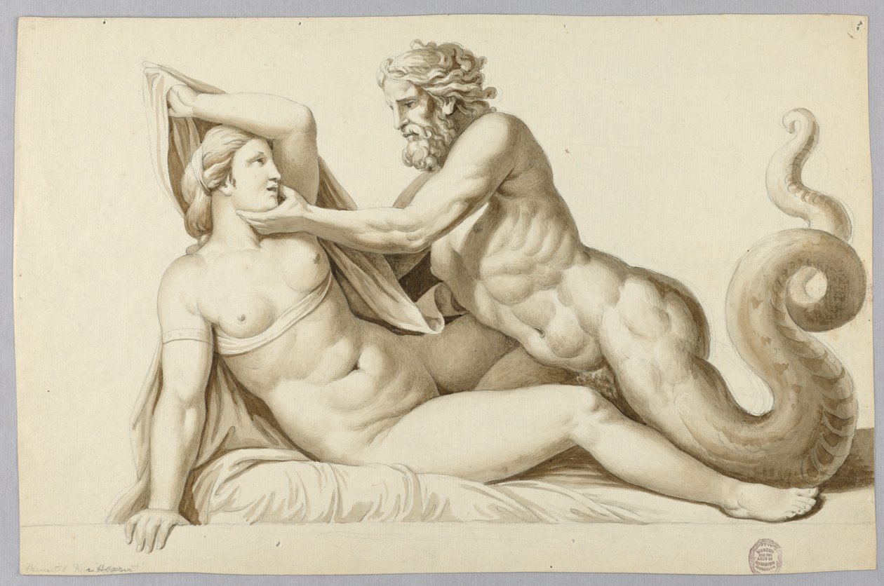 En havsgud som besöker en flicka av Johann August Nahl the Younger