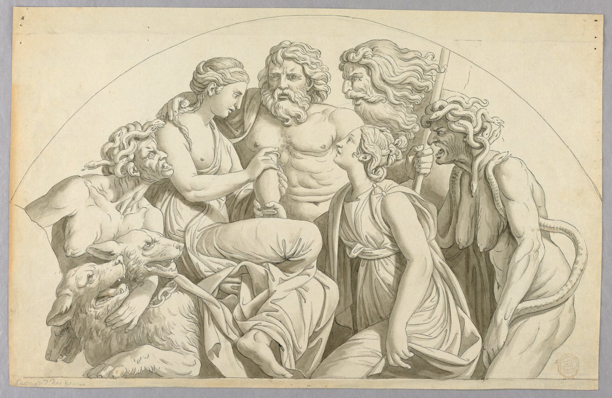 Psyche ber Proserpine att lägga lite av sin skönhet i en urna för Venus av Johann August Nahl the Younger