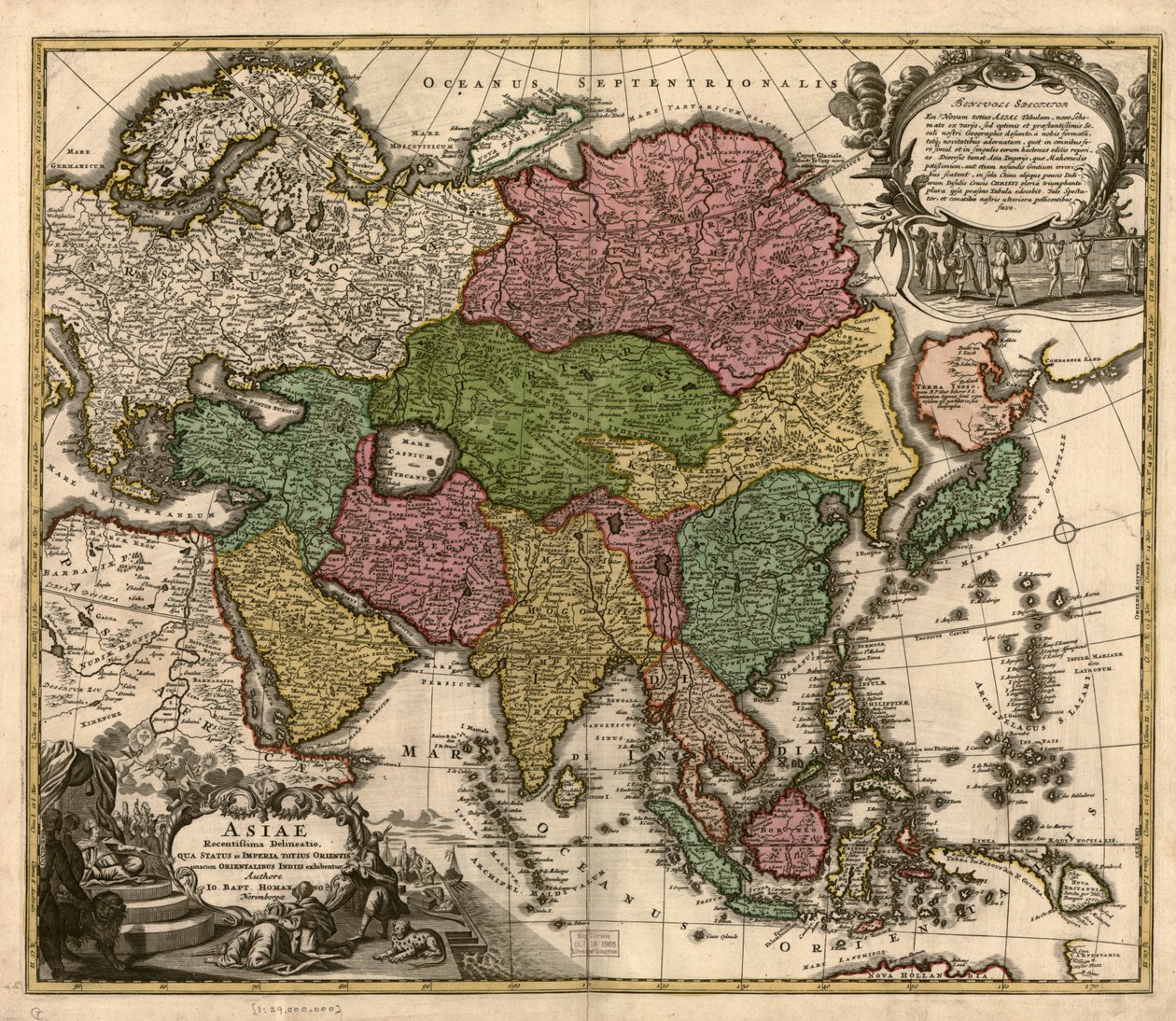 Asiae recentissima delineatio, qua status et imperia totius orientis unacum orientalibus indiis exhibentur LOC 2007627524 av Johann Baptist Homann