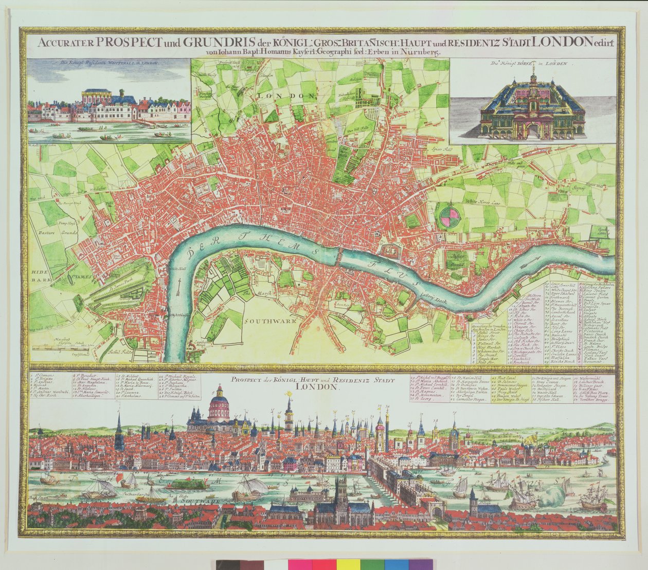 Flygkarta över London och utsikt över Themsen från South Bank, med St. Paul