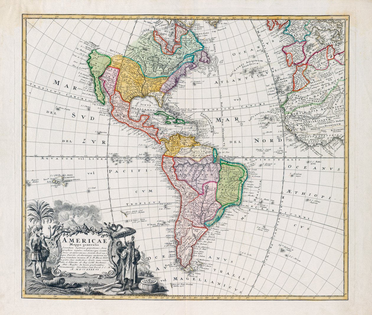 Karta över Amerika, Karta över Amerika av Johann Baptista Homann