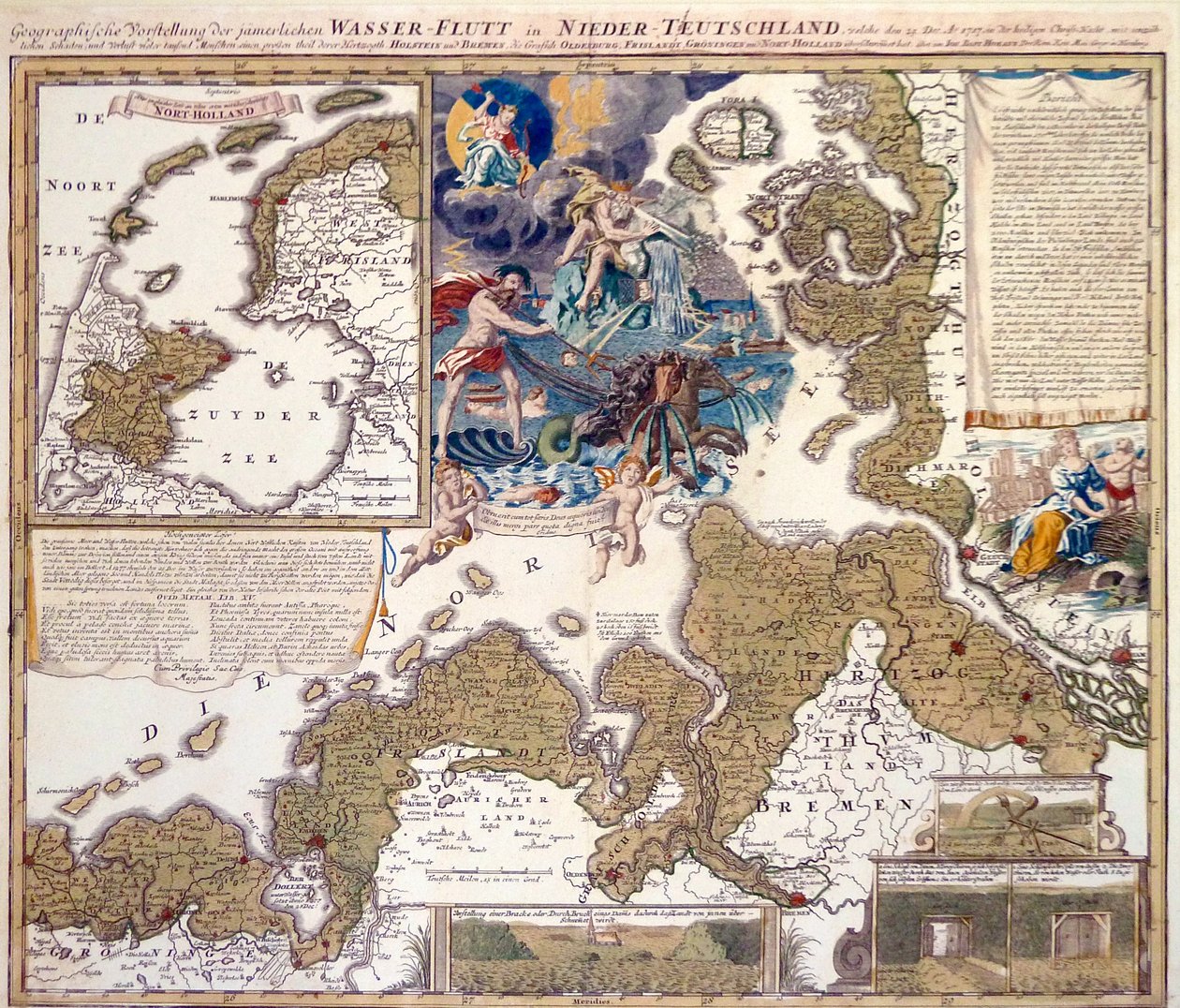 Karta över julfloden 1717 av Johann Baptista Homann