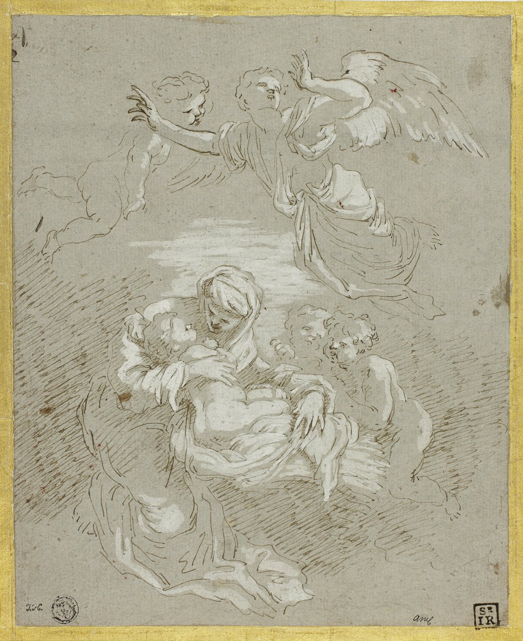 Madonna och barn med änglar av Johann Carl Loth