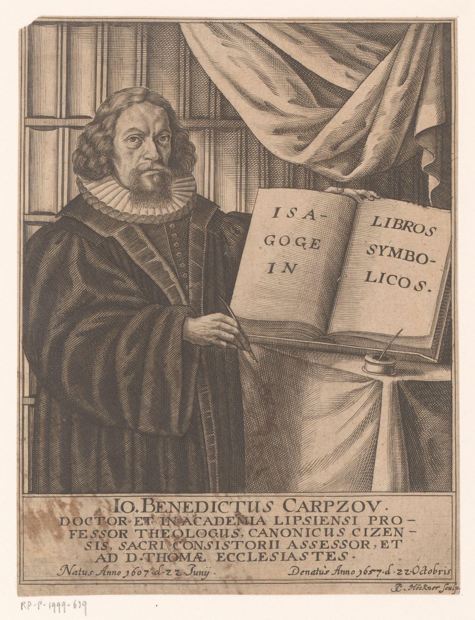 Porträtt av Johann Benedict Carpzov av Johann Caspar Hoeckner