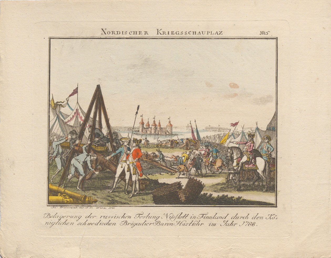 Belägring av den ryska fästningen Nyslott i Finland, 1788. av Johann Caspar Weinrauch