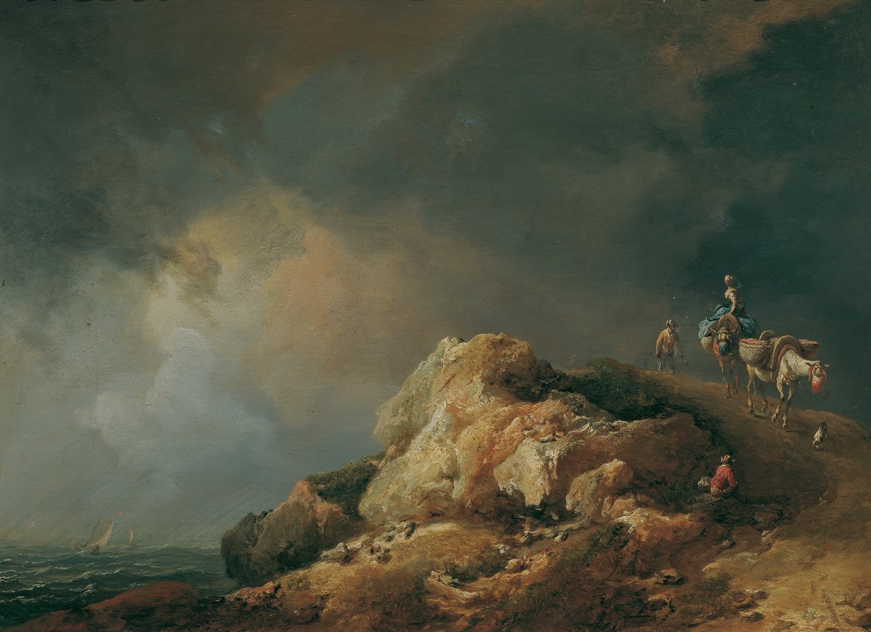 Kustlandskap med flockdjur av Johann Christian Brand