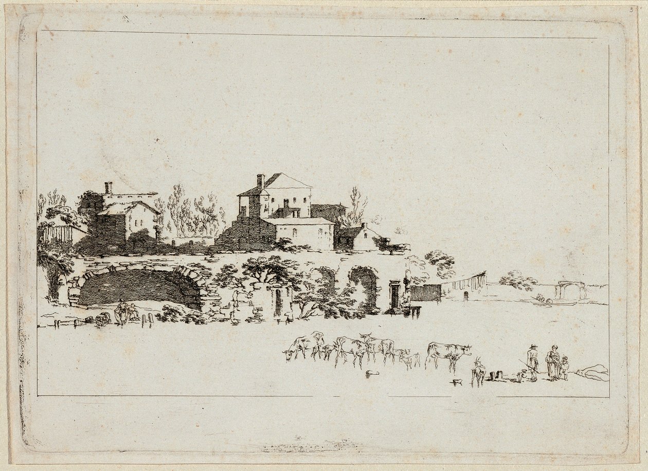 Landskap med hyddor av Johann Christian Brand