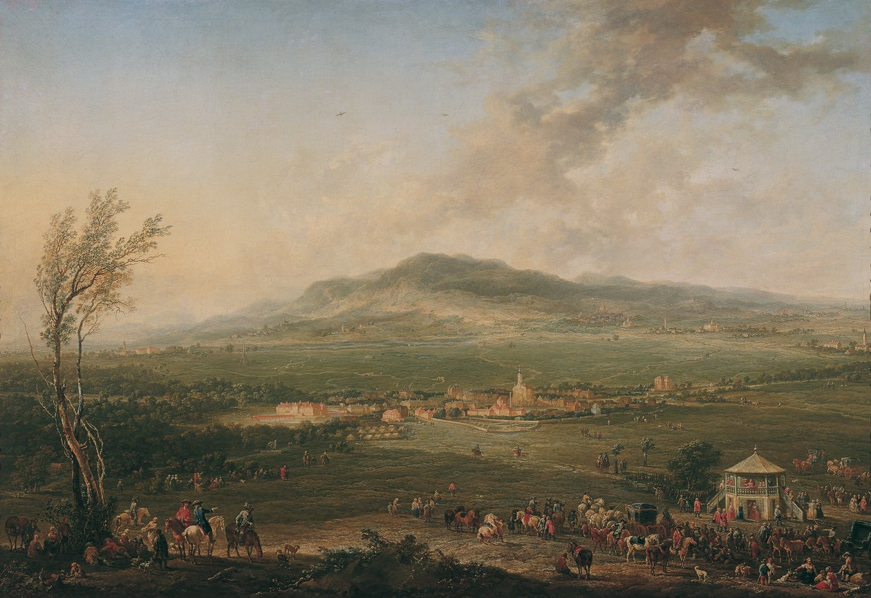 Laxenburg från Lusthaus på Hanawiese mot Mödling av Johann Christian Brand