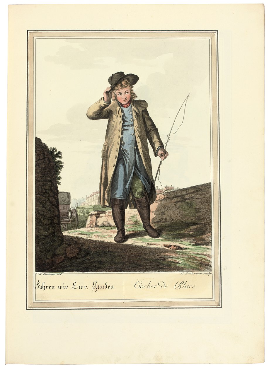 Kusken; Cocher de Place, 1781 eller senare av Johann Christian Brand