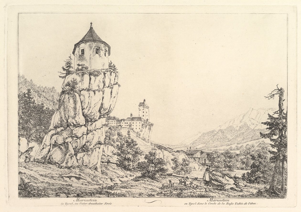 Landskap, Mariastein i Tyrolen, tidigt 1800-tal. av Johann Christian Erhard