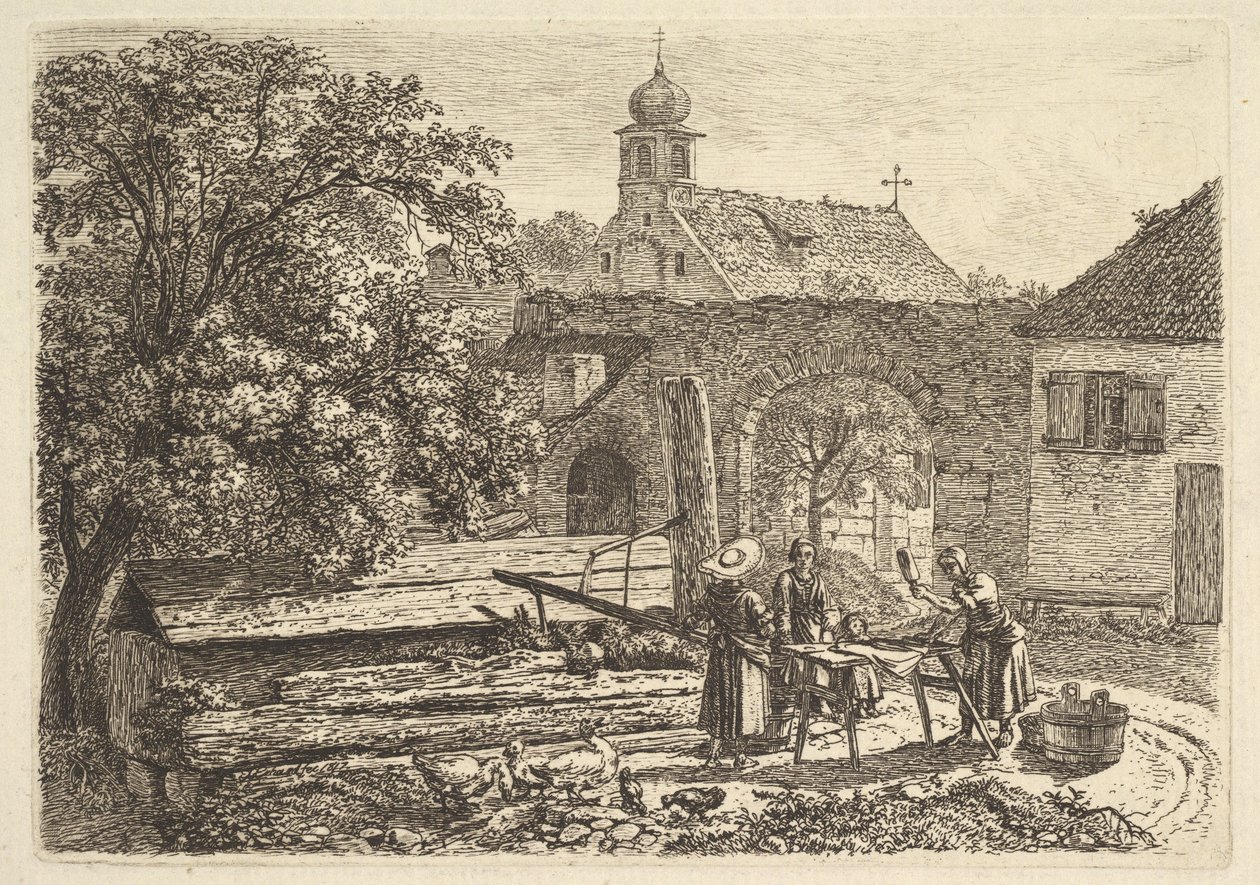 Tvätterska vid en artesisk brunn, 1817. av Johann Christian Erhard