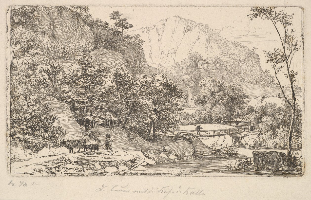 Bonde med ko och kalv, i Unterberg nära Berchtesgaden, 1818. av Johann Christian Erhard
